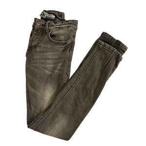 Social Collision RUDE BYLIP SERVICE Distressed Black Wash Skinny Jeans Womens 26